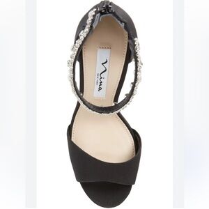 Nina Black Heels with Silver Strap Embellishments 8.5